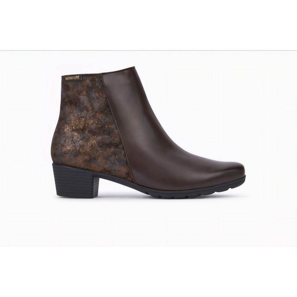 MEPHISTO Isla Brown Leather & Metallic Suede Ankle Boots & Booties Size 7